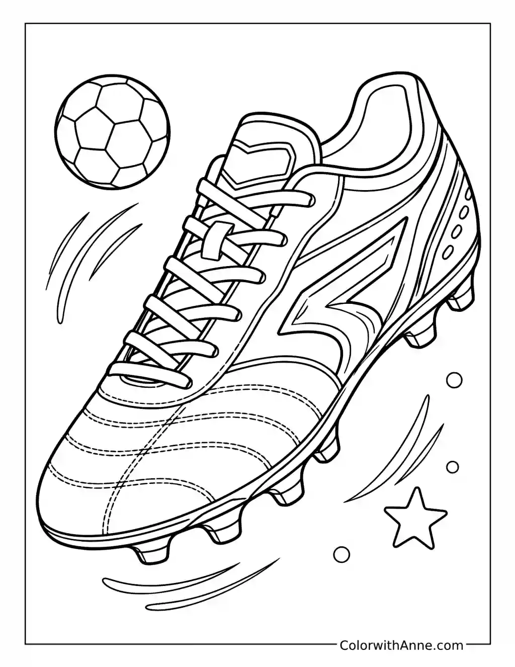 Soccer Cleat with a Soccer Ball coloring page
