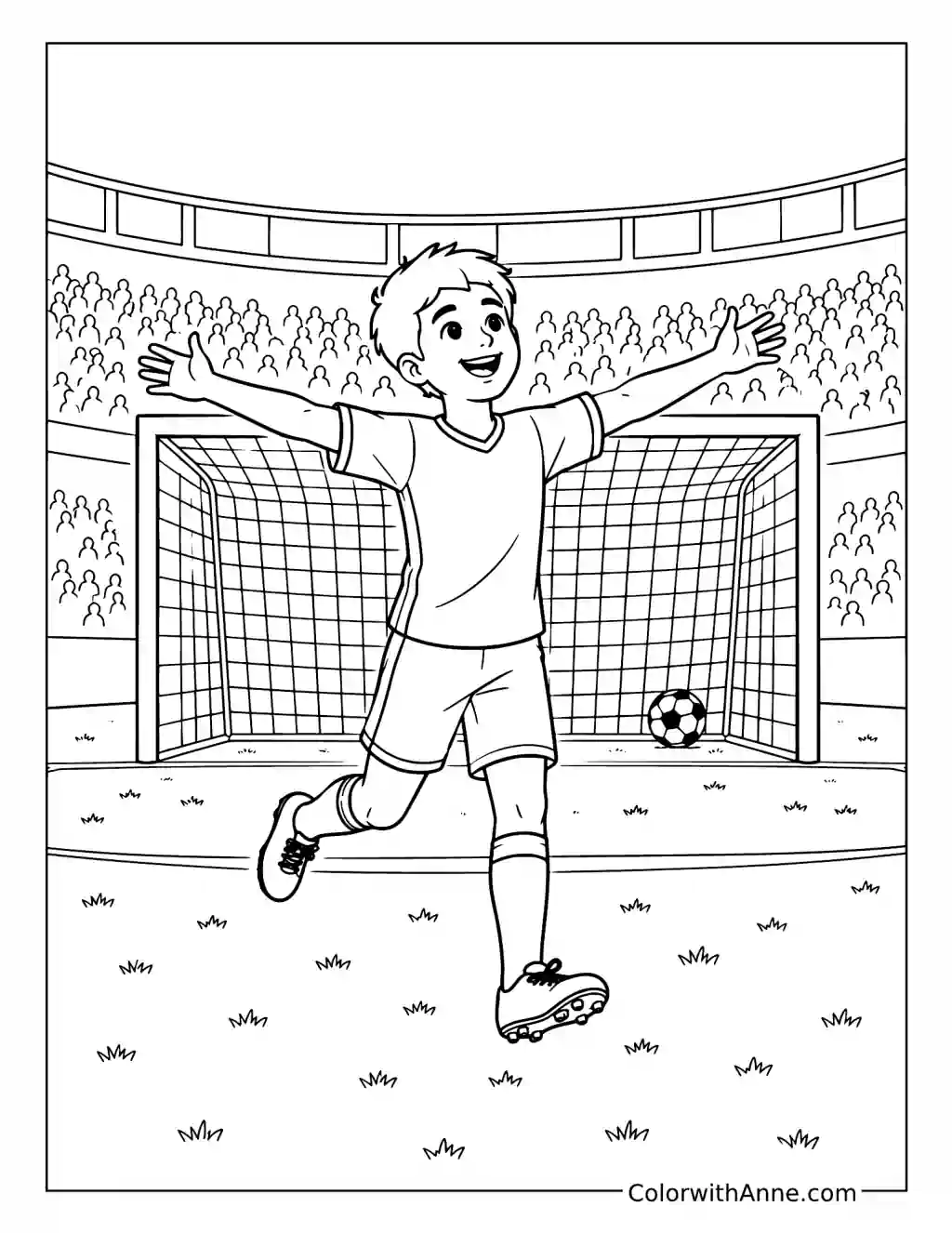 Soccer Goal Celebration coloring page