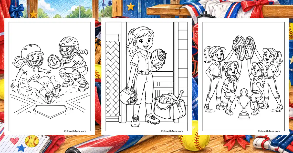Softball Coloring Pages banner