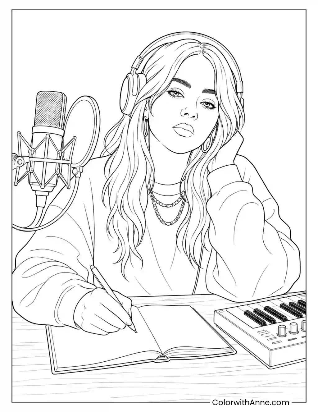 Songwriting Session in the Recording Studio coloring page