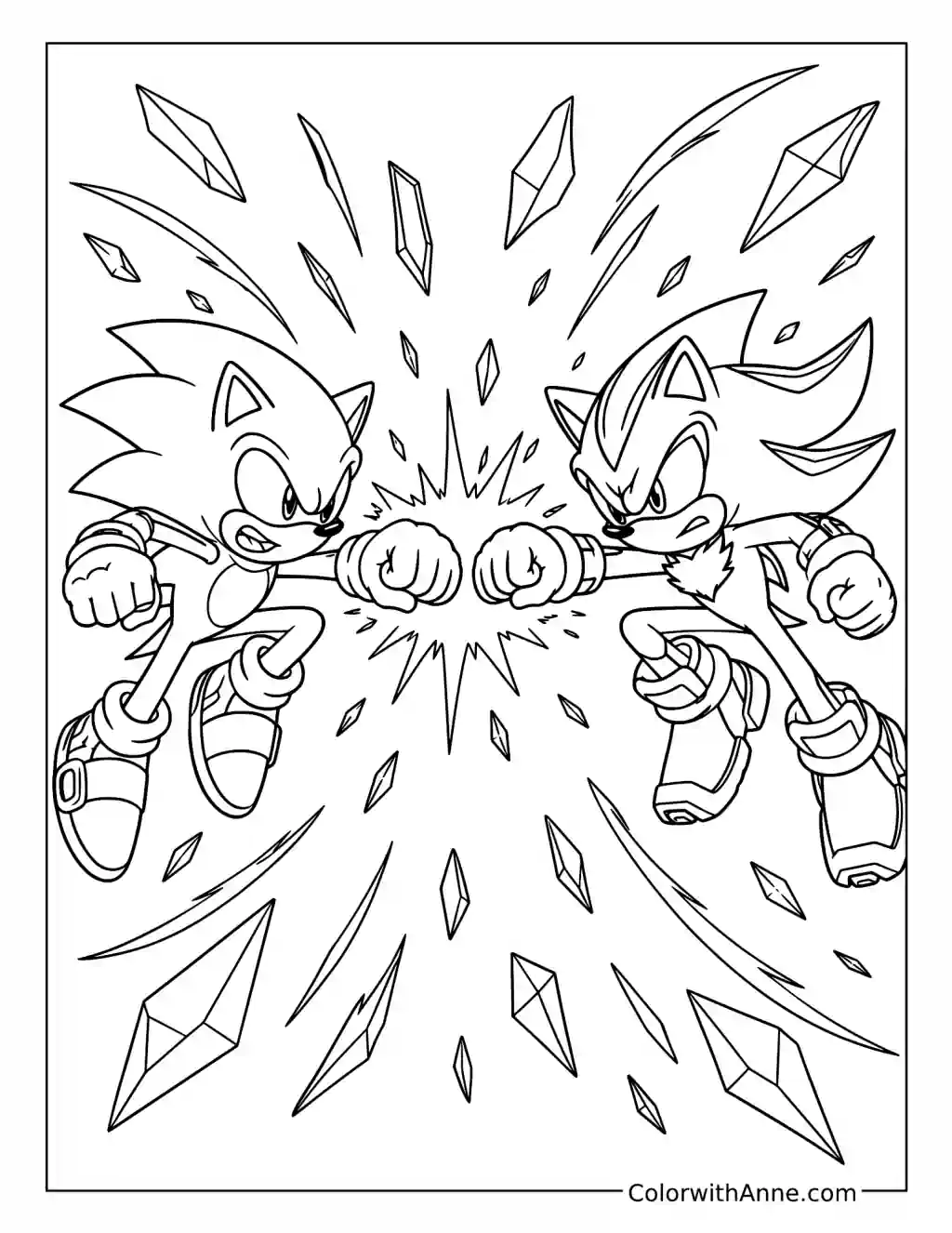 Sonic and Shadow Shatterverse Battle coloring page