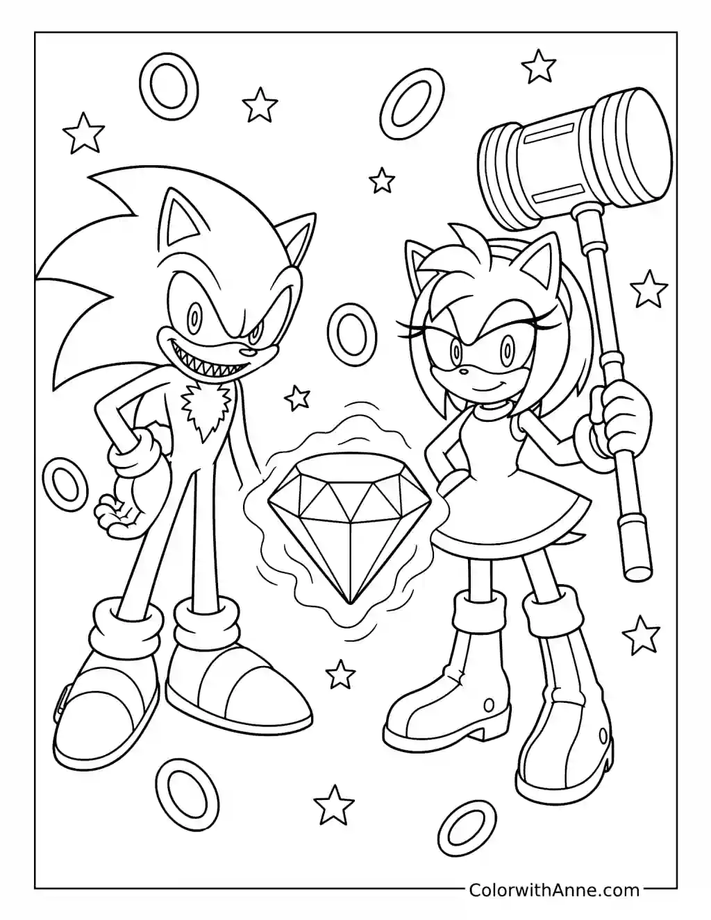 Sonic.EXE and Amy.EXE coloring page