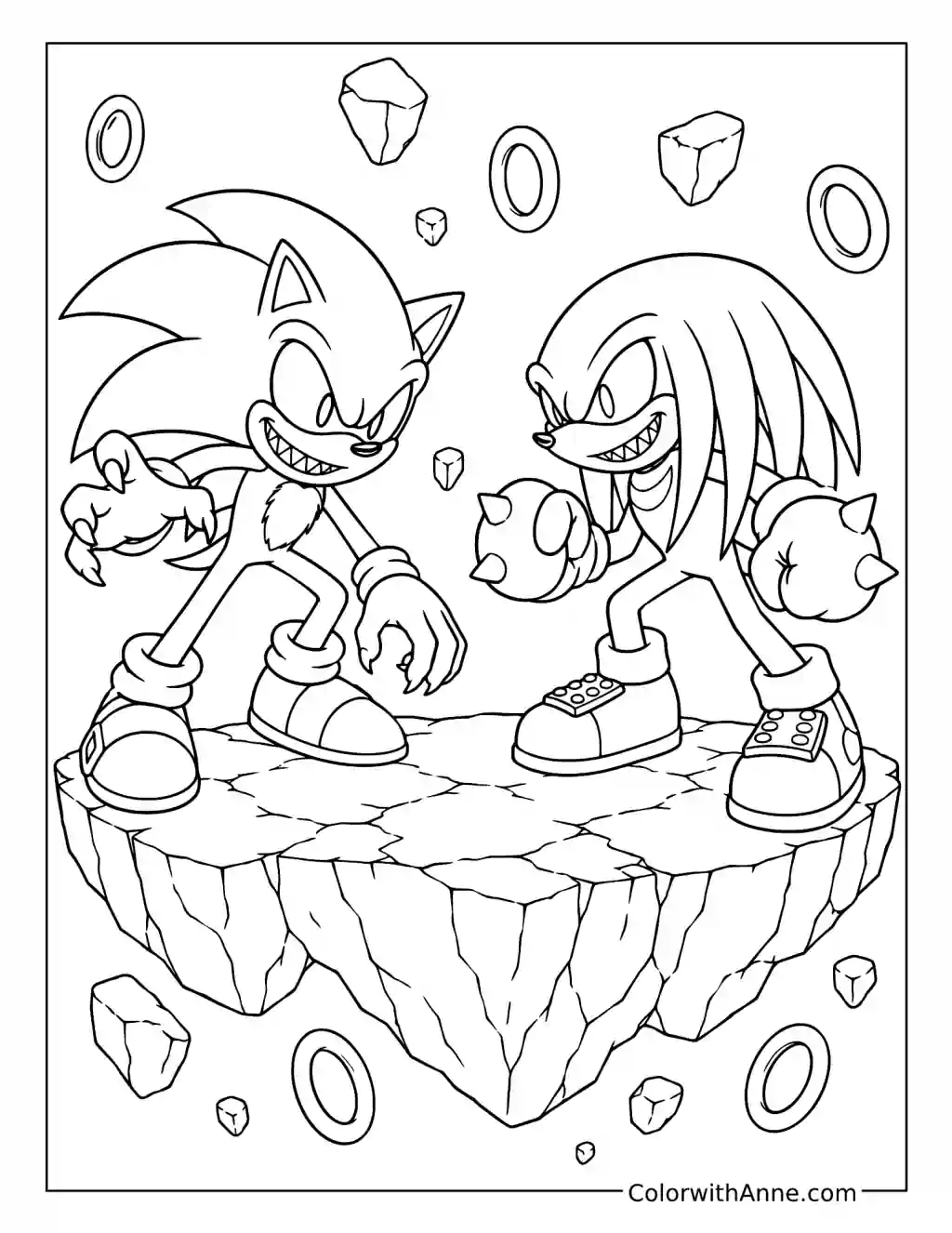 Sonic.EXE and Knuckles.EXE coloring page