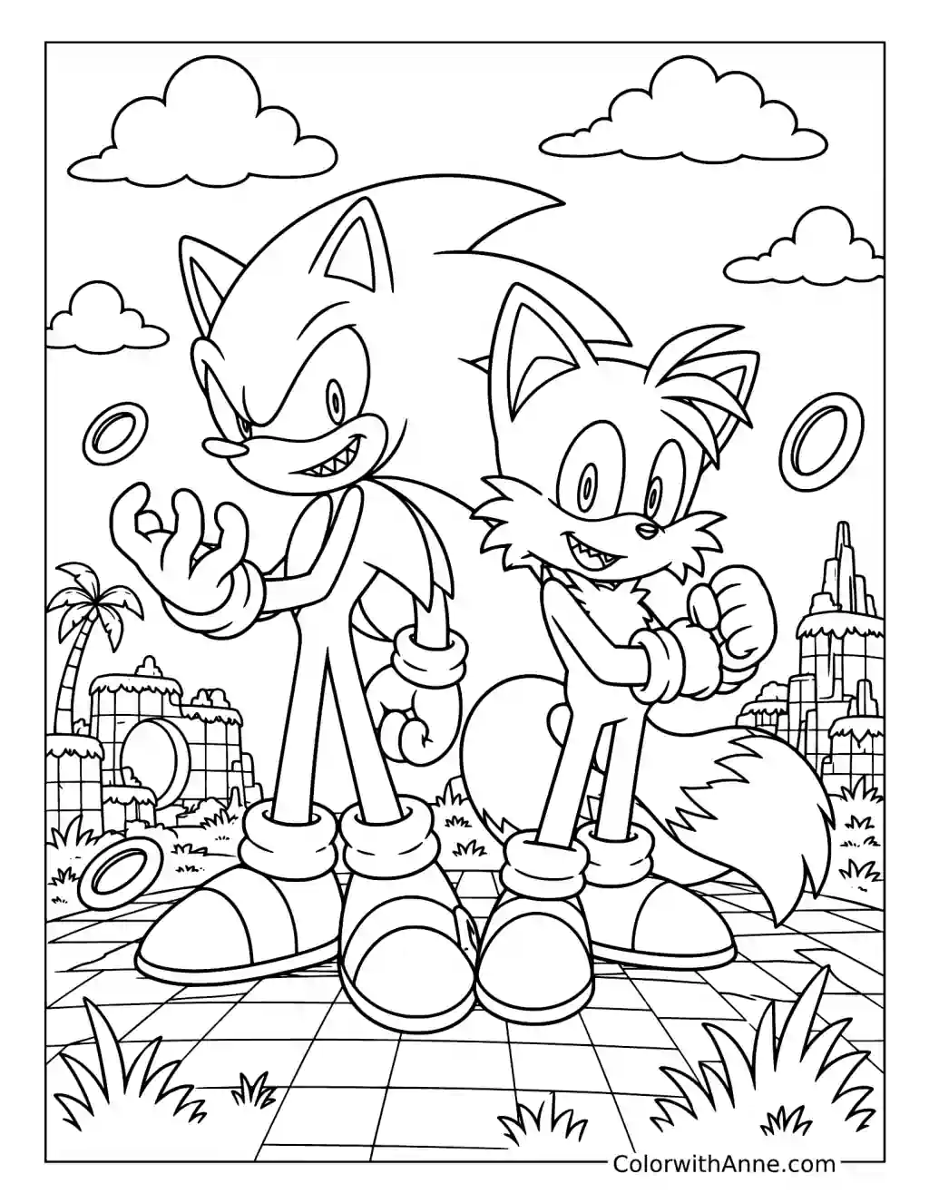 Sonic.EXE and Tails.EXE coloring page
