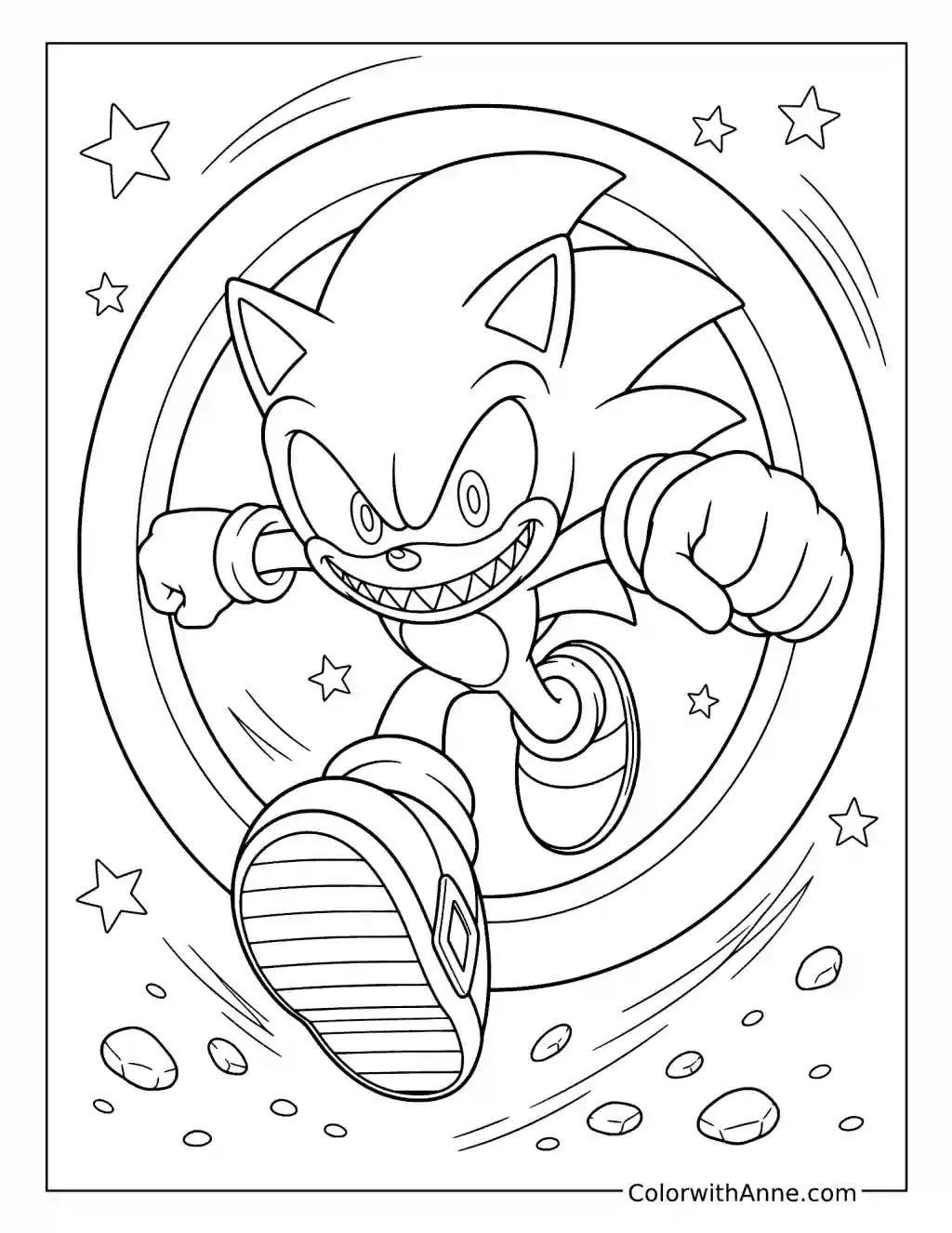 Sonic.EXE Charging Through a Ring coloring page