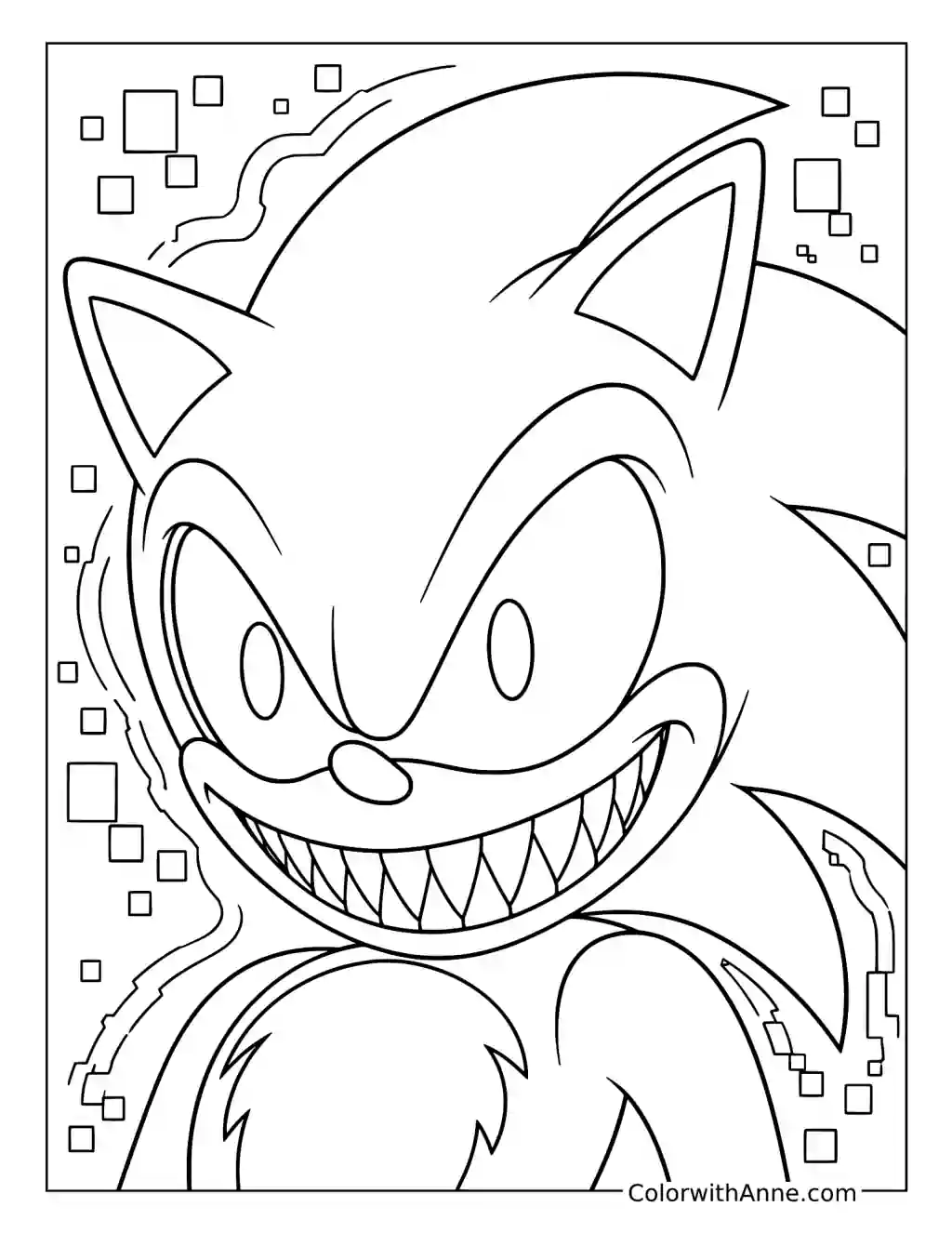 Sonic.EXE Face Close-Up coloring page