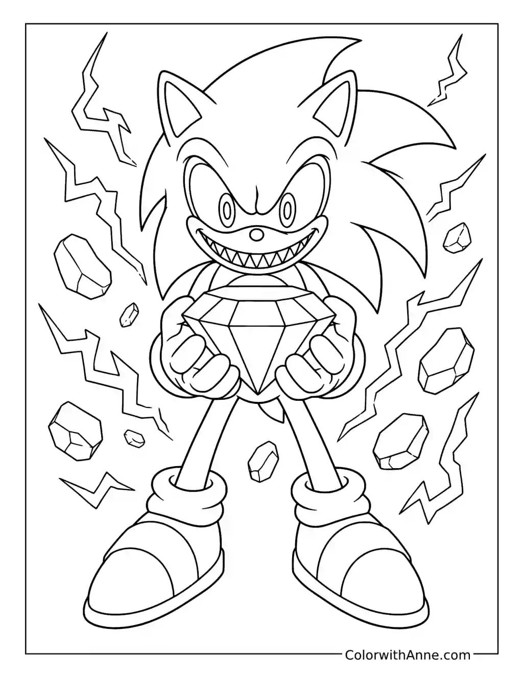 Sonic.EXE Gripping a Chaos Emerald coloring page