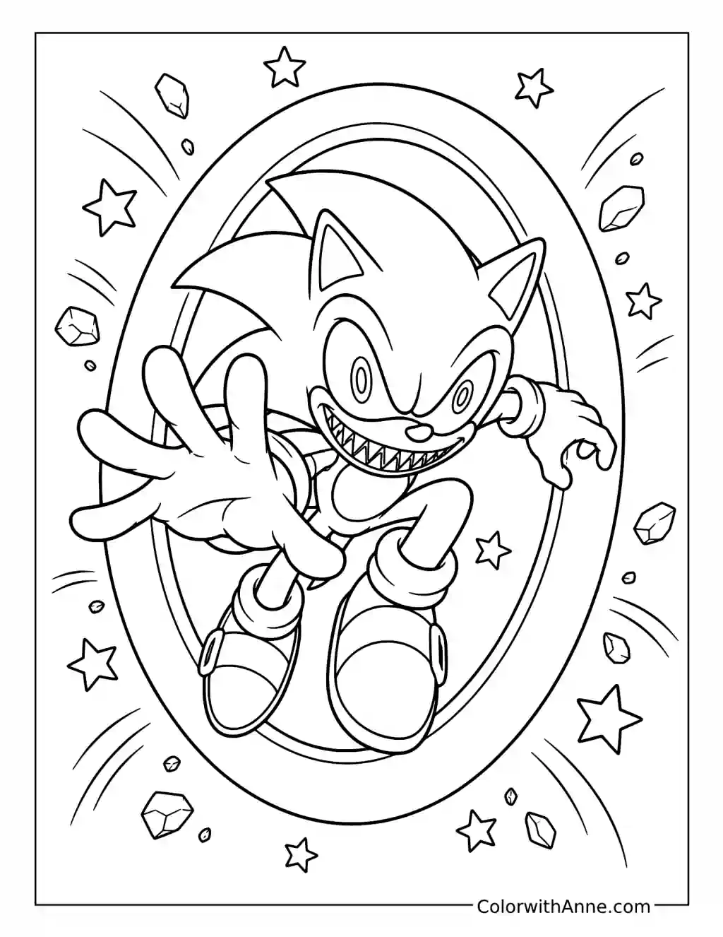 Sonic.EXE Jumping Through a Ring coloring page