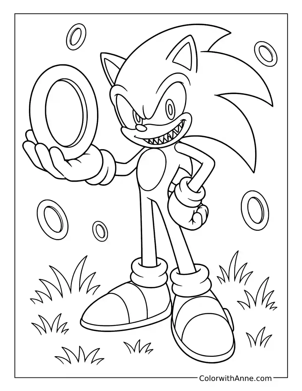 Sonic.EXE Presenting a Golden Ring coloring page