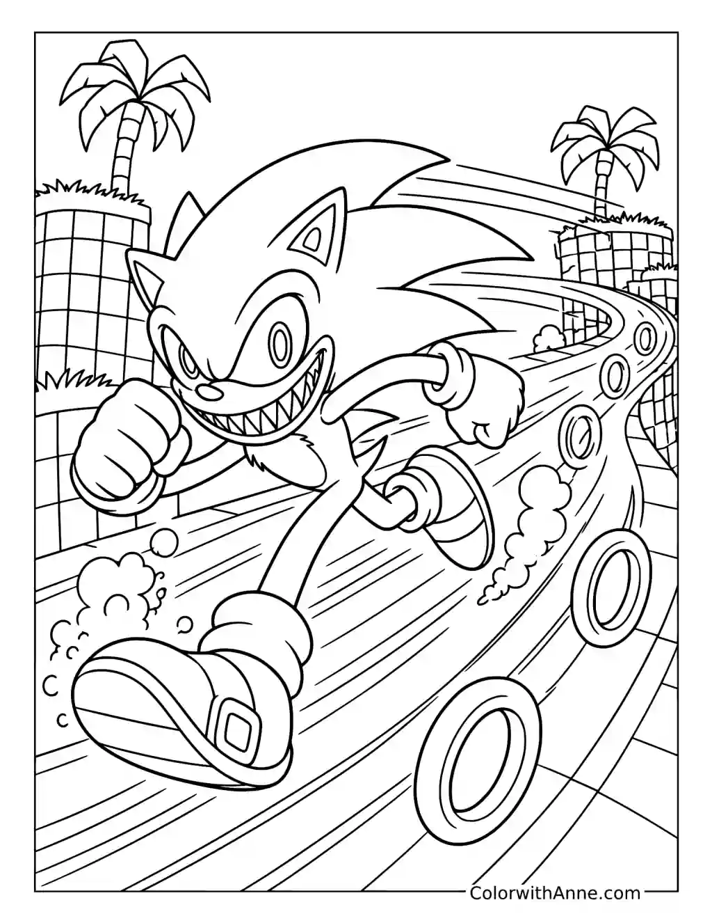 Sonic.EXE Running at Full Speed coloring page
