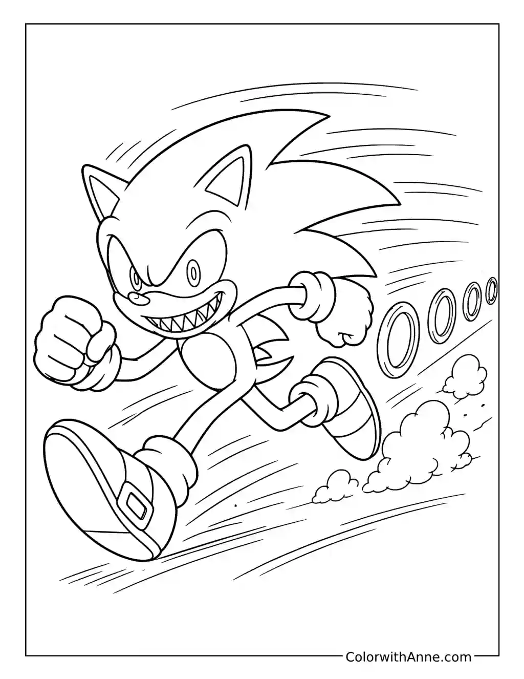 Sonic.EXE Sprinting Through Rings coloring page