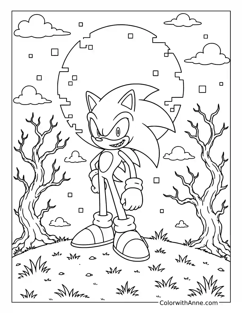 Sonic.EXE Under the Glitching Moon coloring page