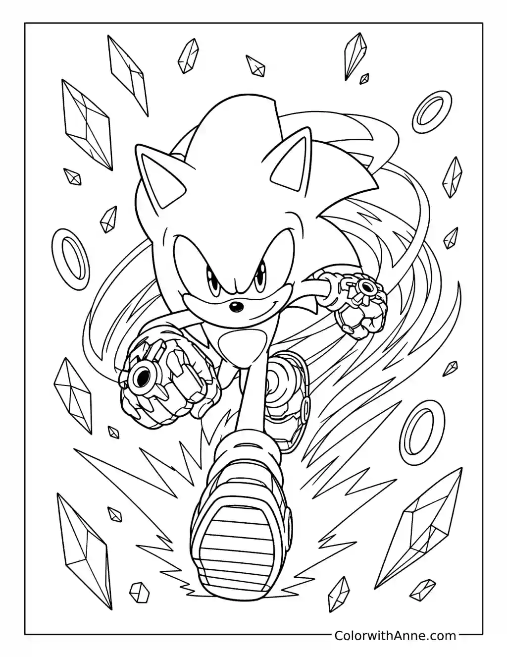 Sonic Prime Running Through the Shatterverse coloring page
