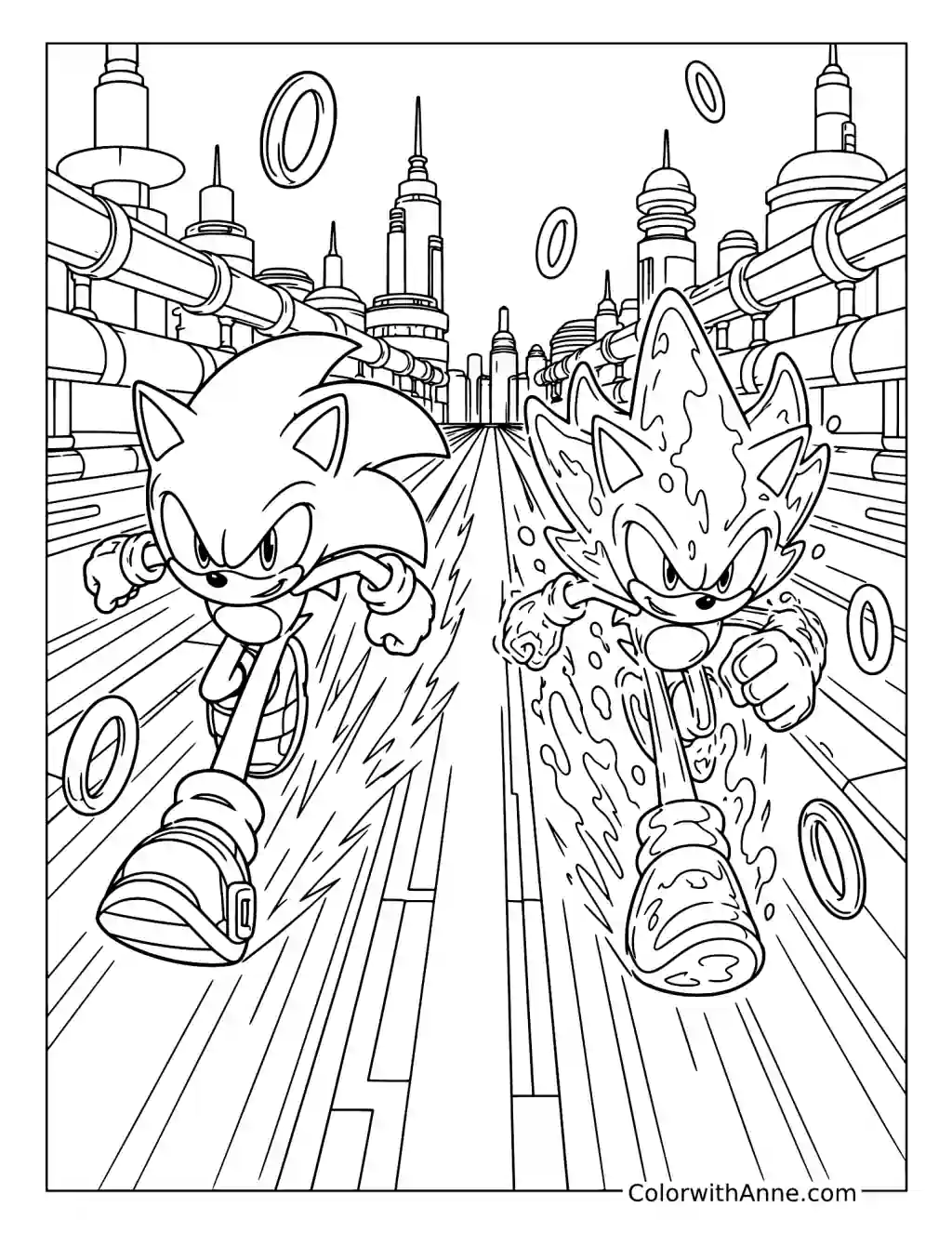 Sonic versus Chaos Sonic coloring page