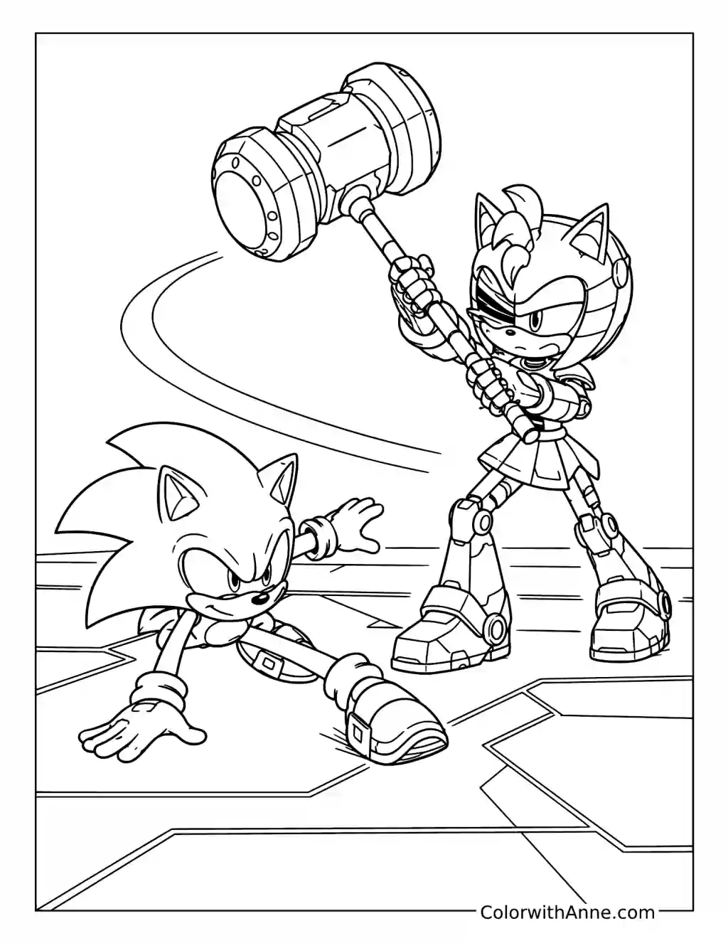 Sonic versus Rusty Rose coloring page
