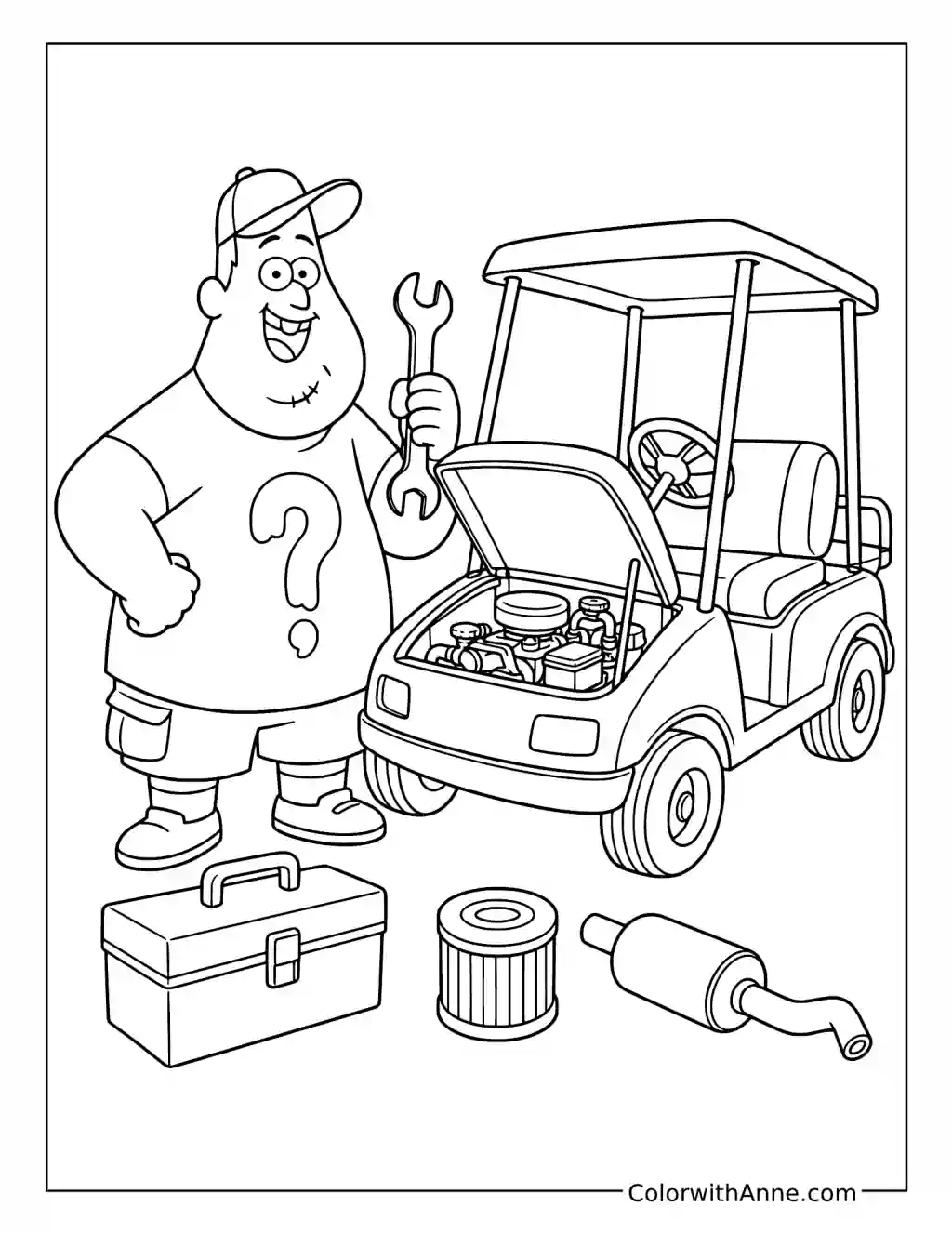 Soos Repairing the Golf Cart coloring page