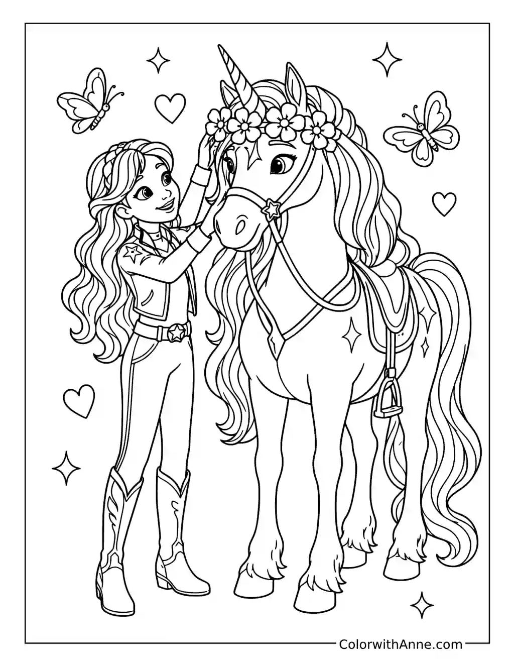 Sophia Decorating Wildstar with a Flower Crown coloring page