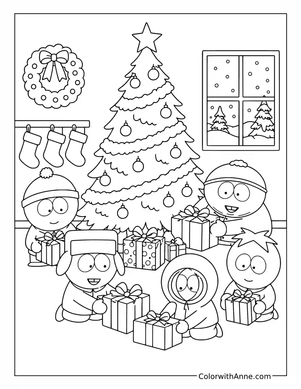 South Park Christmas Gift Gathering coloring page