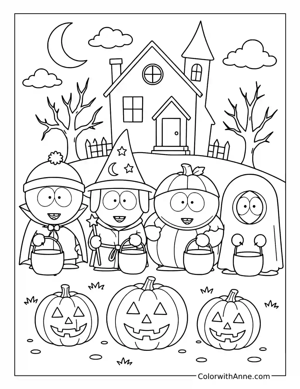 South Park Halloween Trick-or-Treating coloring page