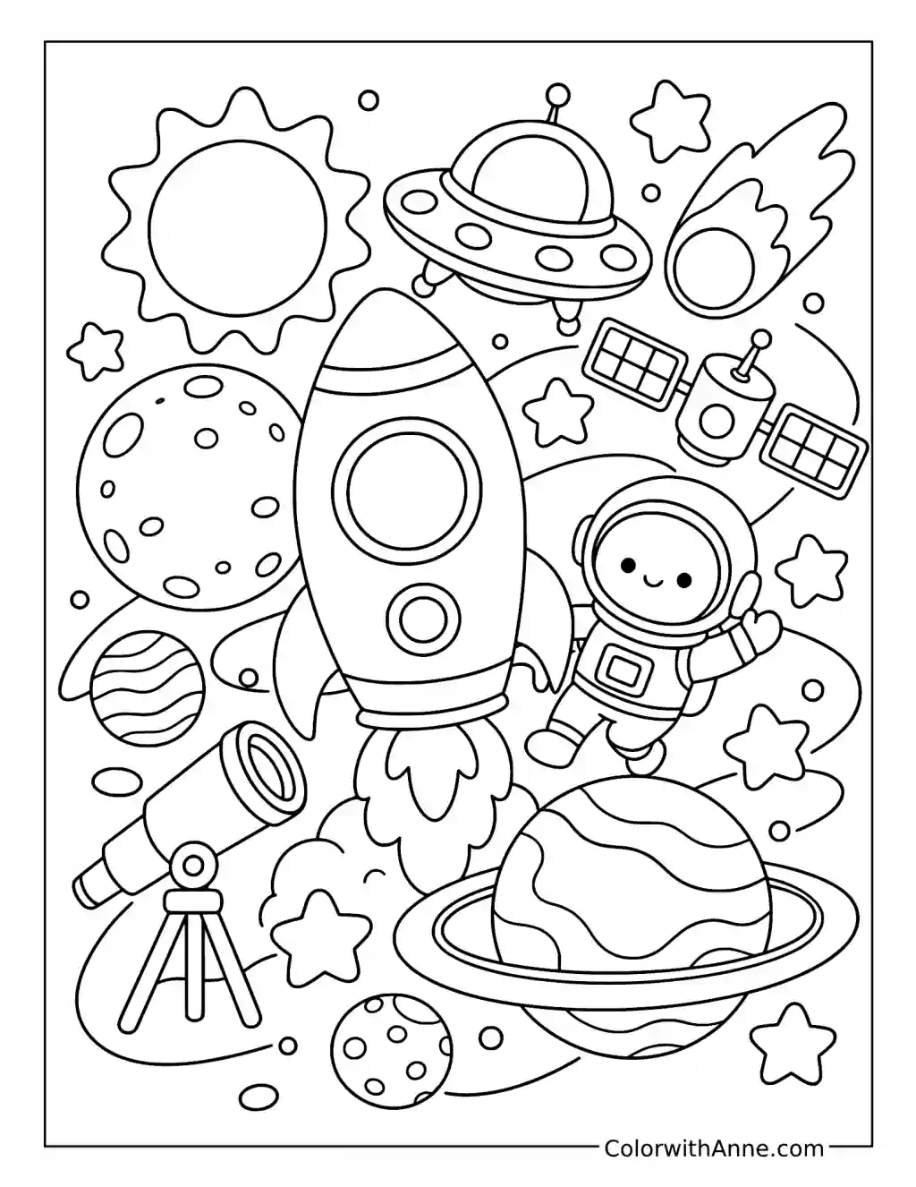 Space Adventure Doodle Art coloring page