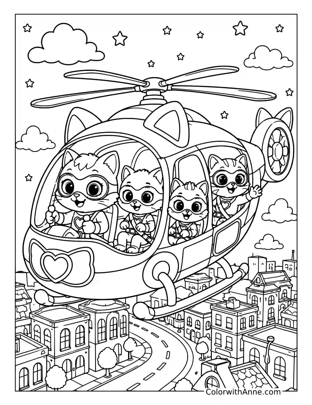 Sparks SuperKitty Copter coloring page
