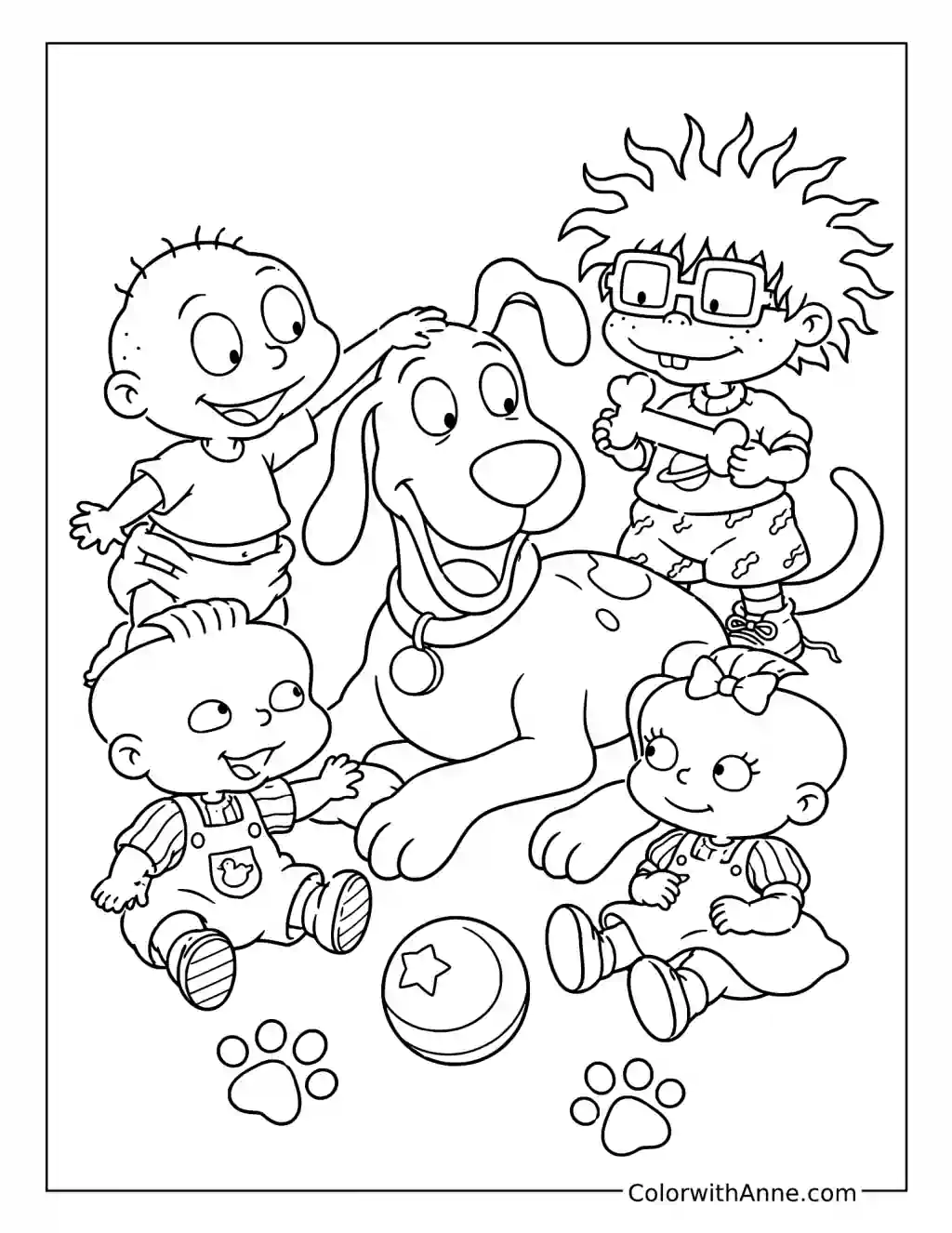 Spike and the Babies' Playtime coloring page