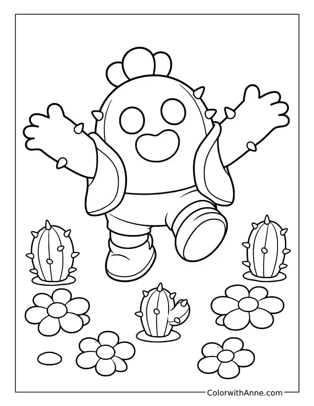 Spike Jumping among Cacti coloring page