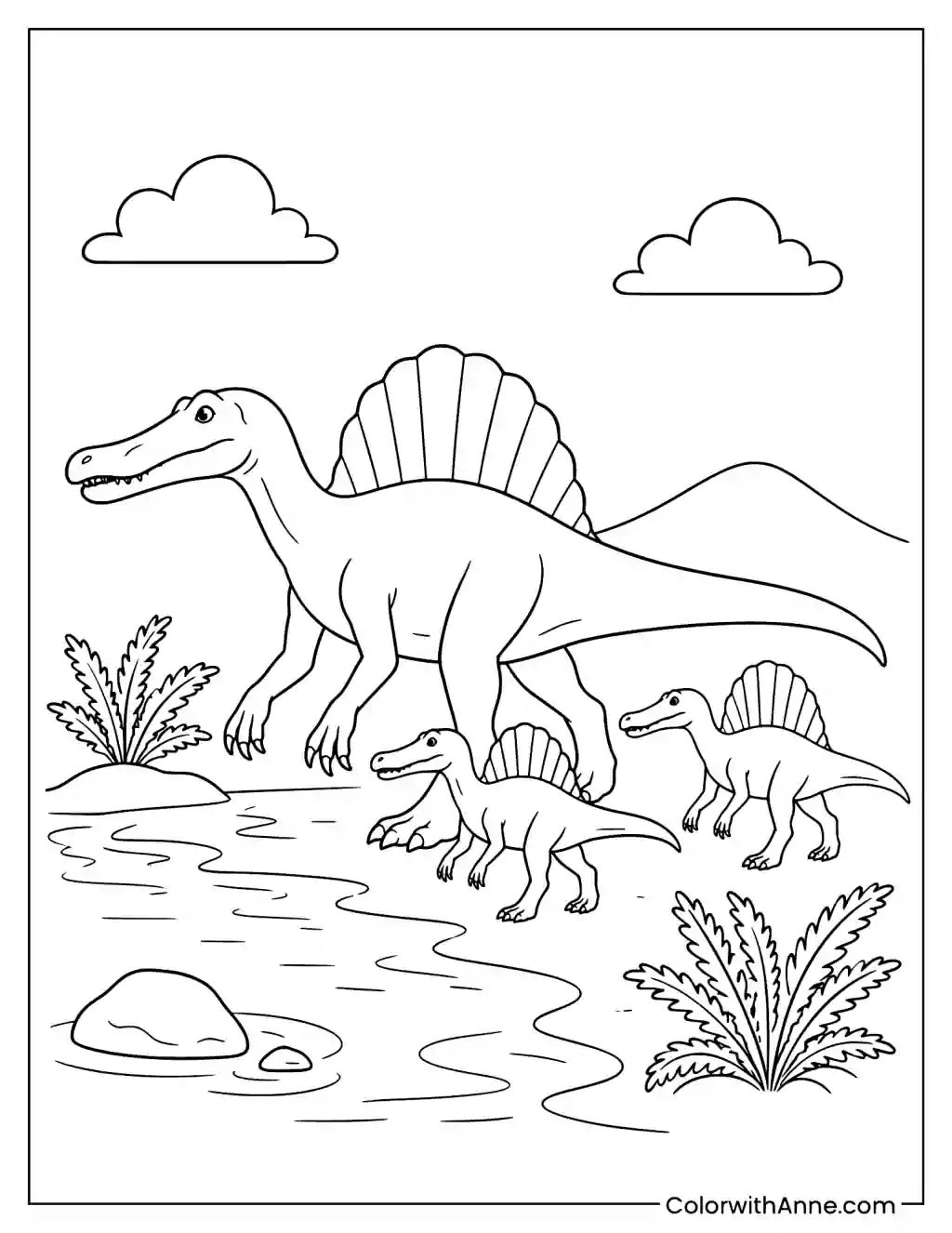 Spinosaurus Family coloring page