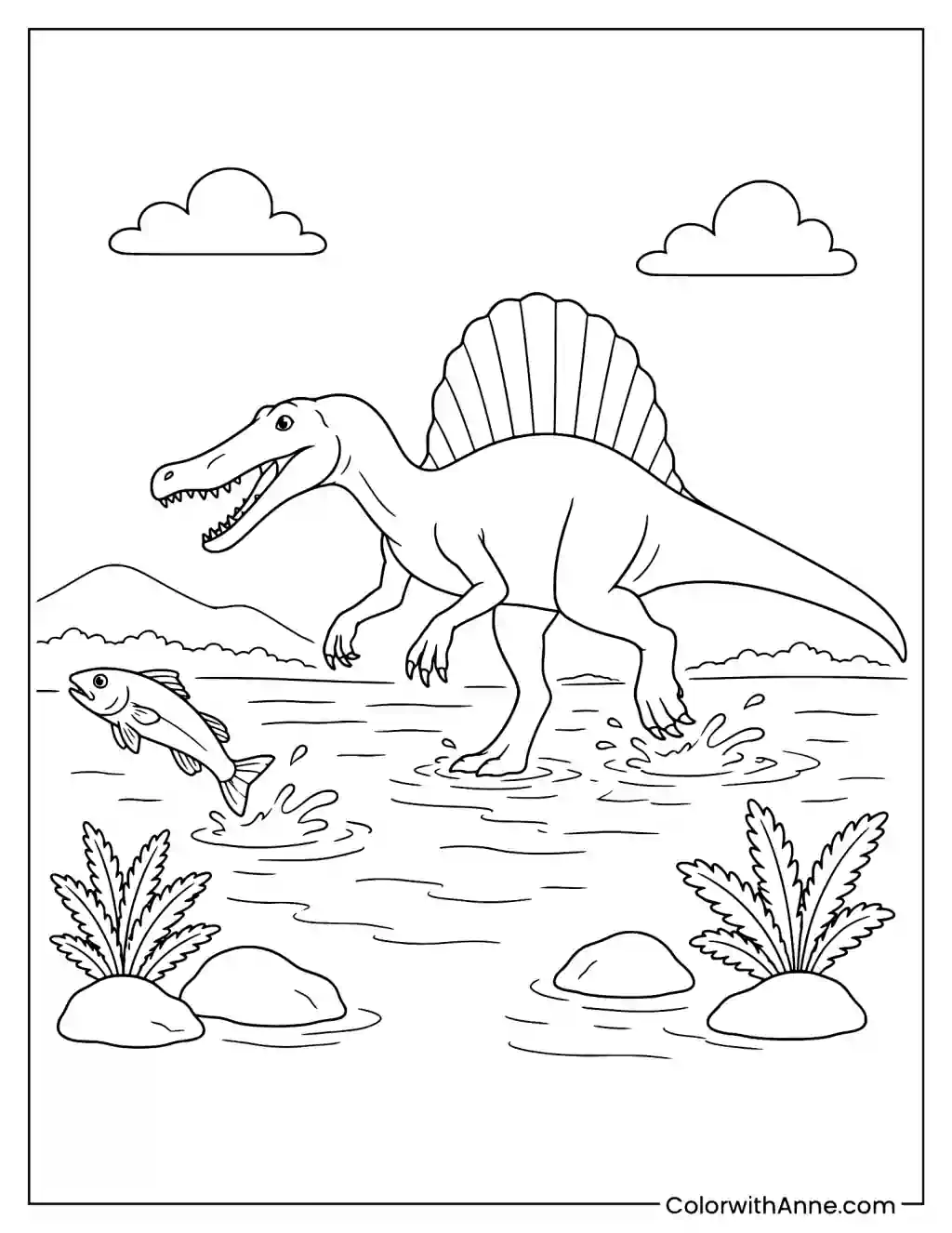Spinosaurus River Chase coloring page