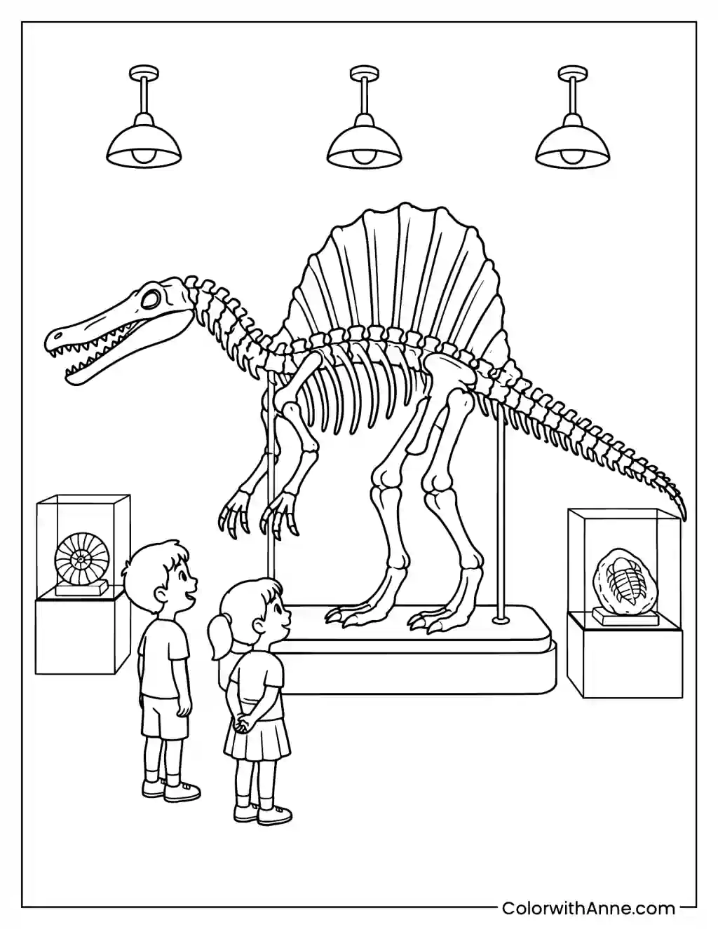 Spinosaurus Skeleton Museum coloring page