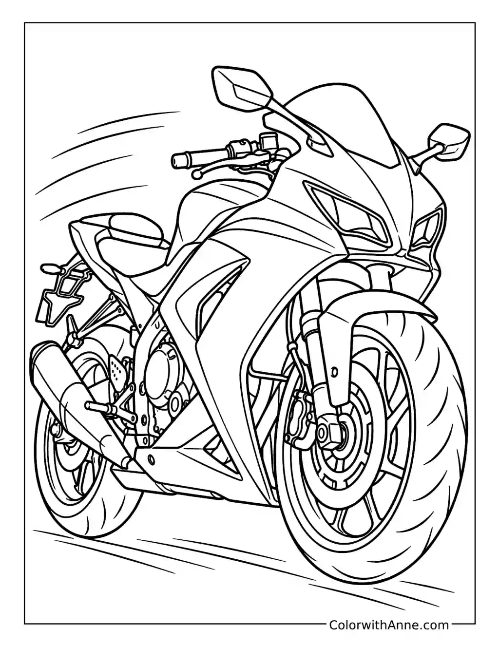 Sport Motorcycle Speeding Forward coloring page