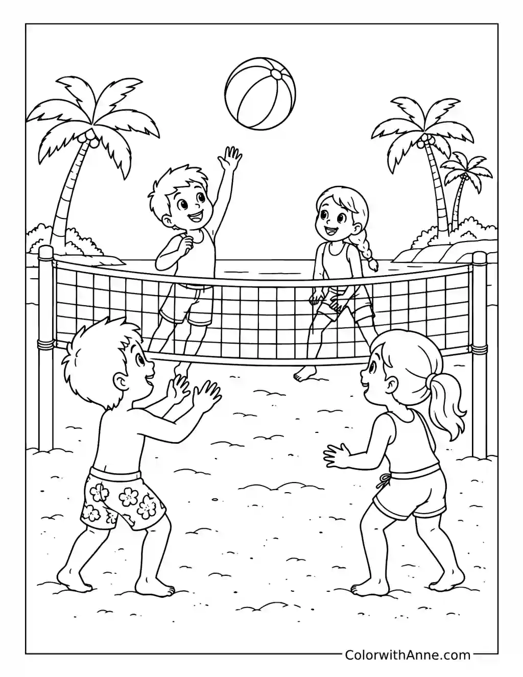 Spring Break Beach Volleyball coloring page