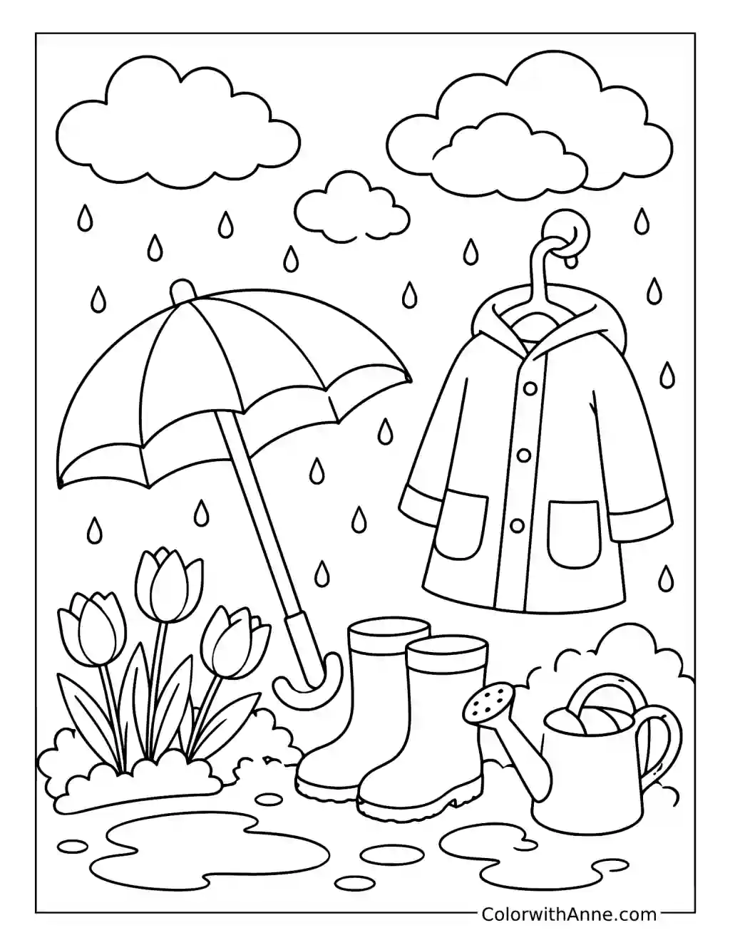 Spring Rain Garden coloring page