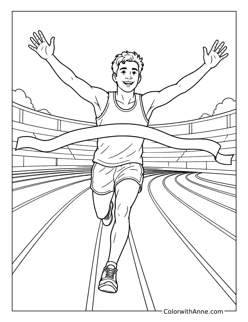 Sprinter Crossing the Finish Line coloring page