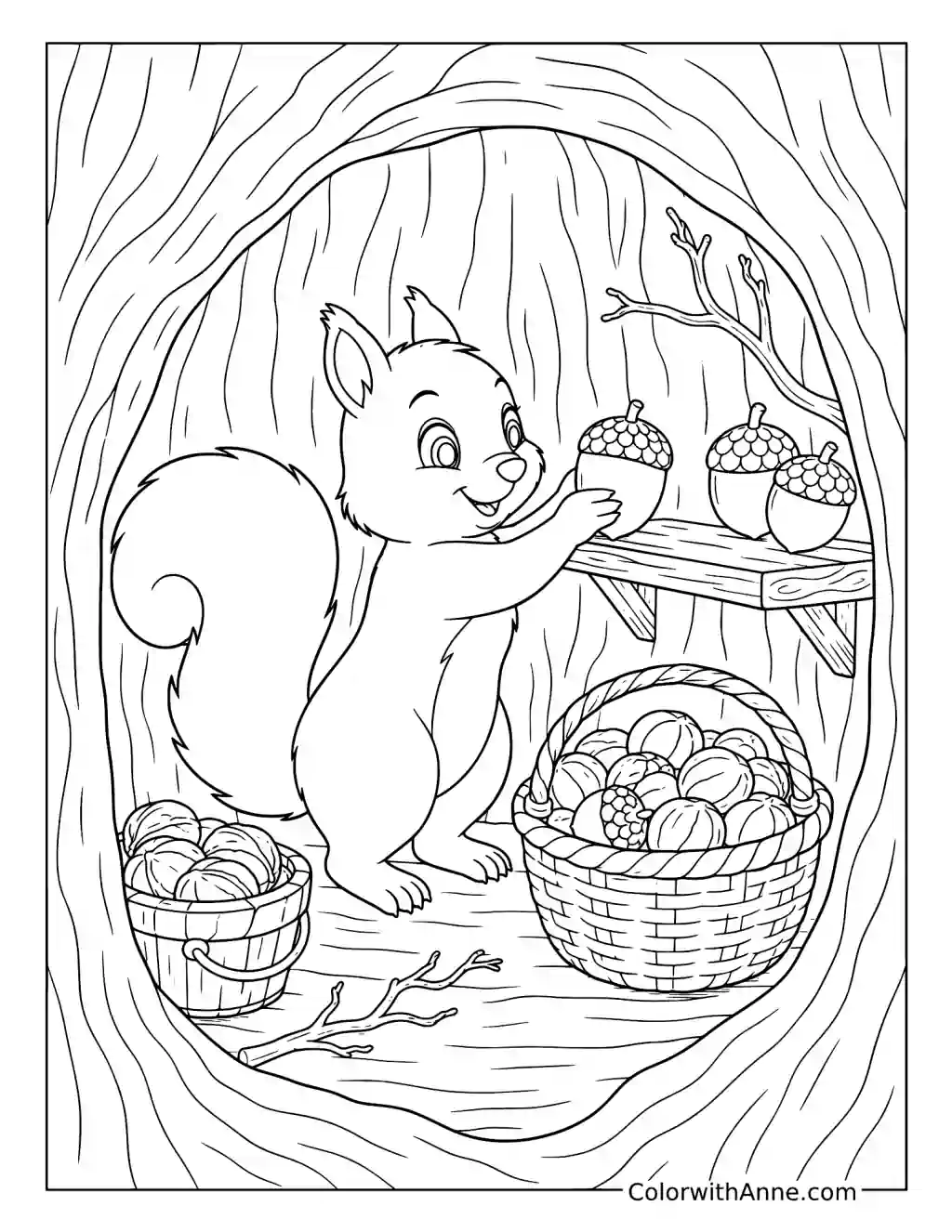 Squirrel’s Winter Pantry coloring page