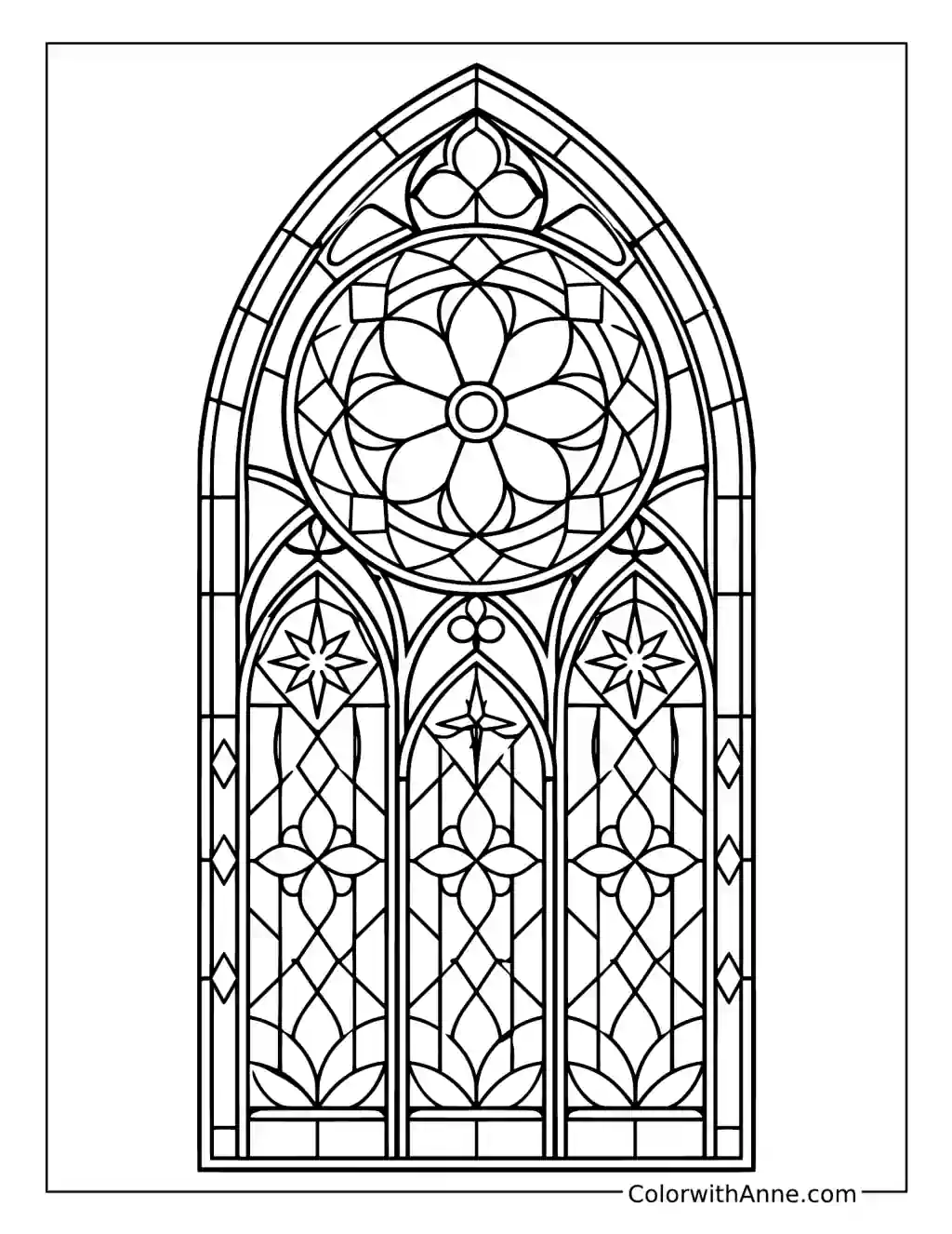 Stained Glass Geometric Cathedral Window coloring page