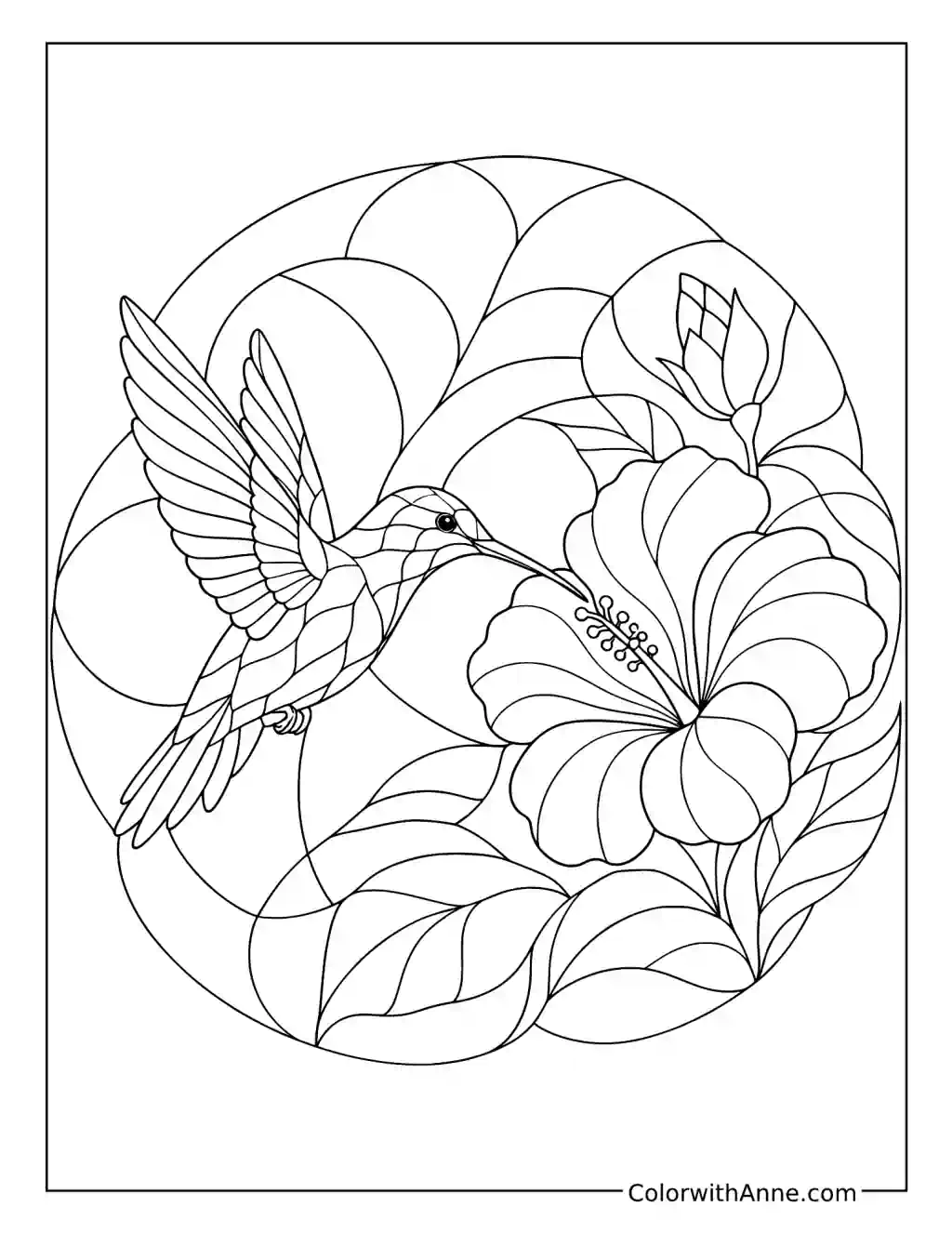 Stained Glass Hummingbird coloring page