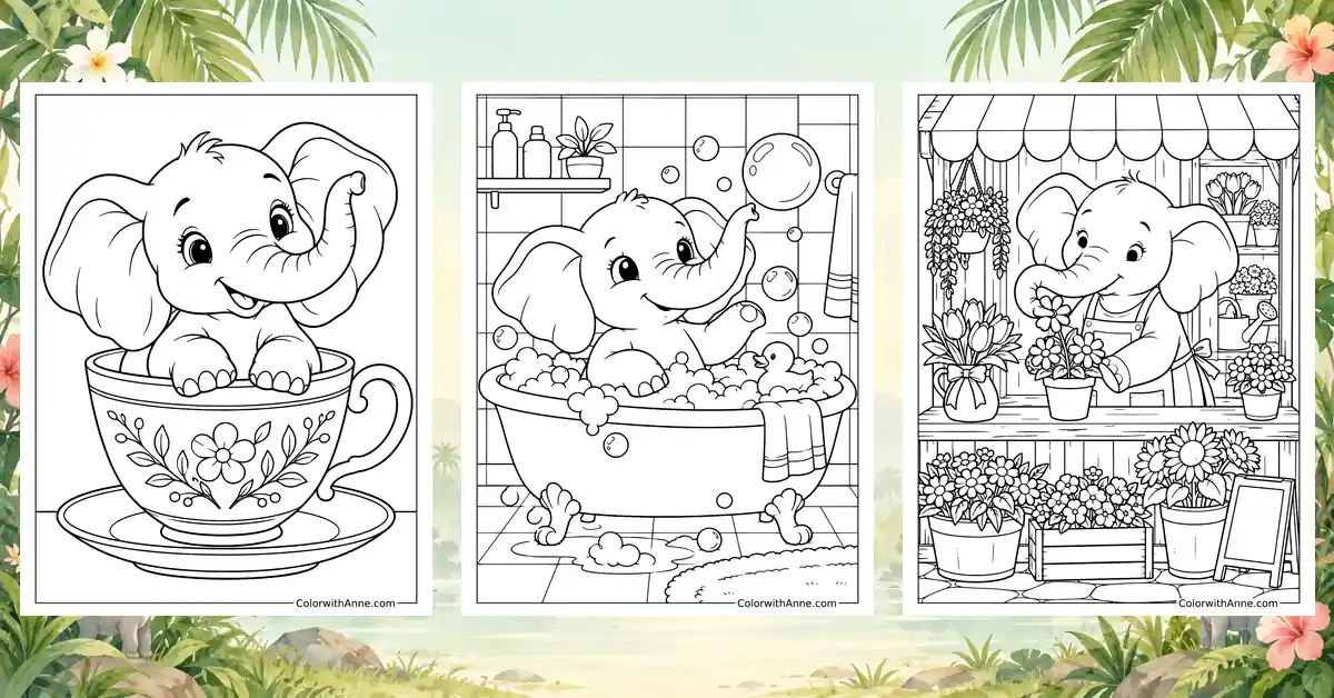 Elephant Coloring Pages (Free PDF Printables)
