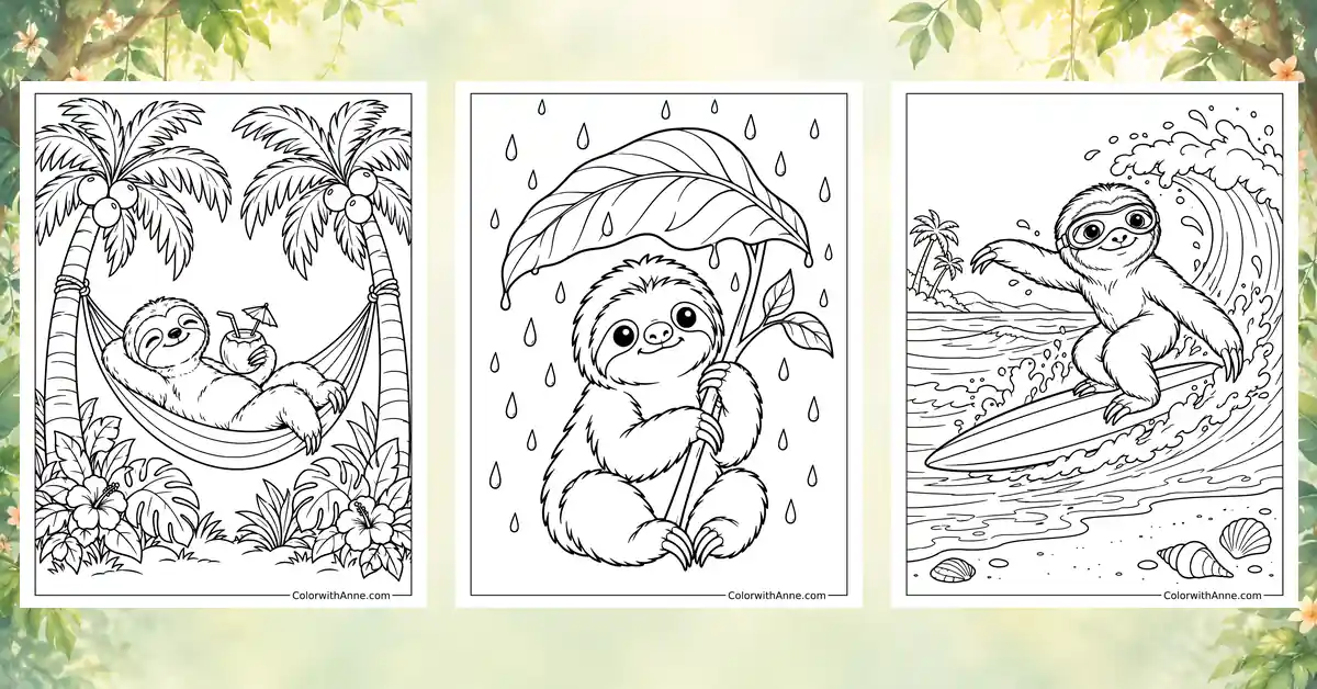 Sloth Coloring Pages (Free PDF Printables)