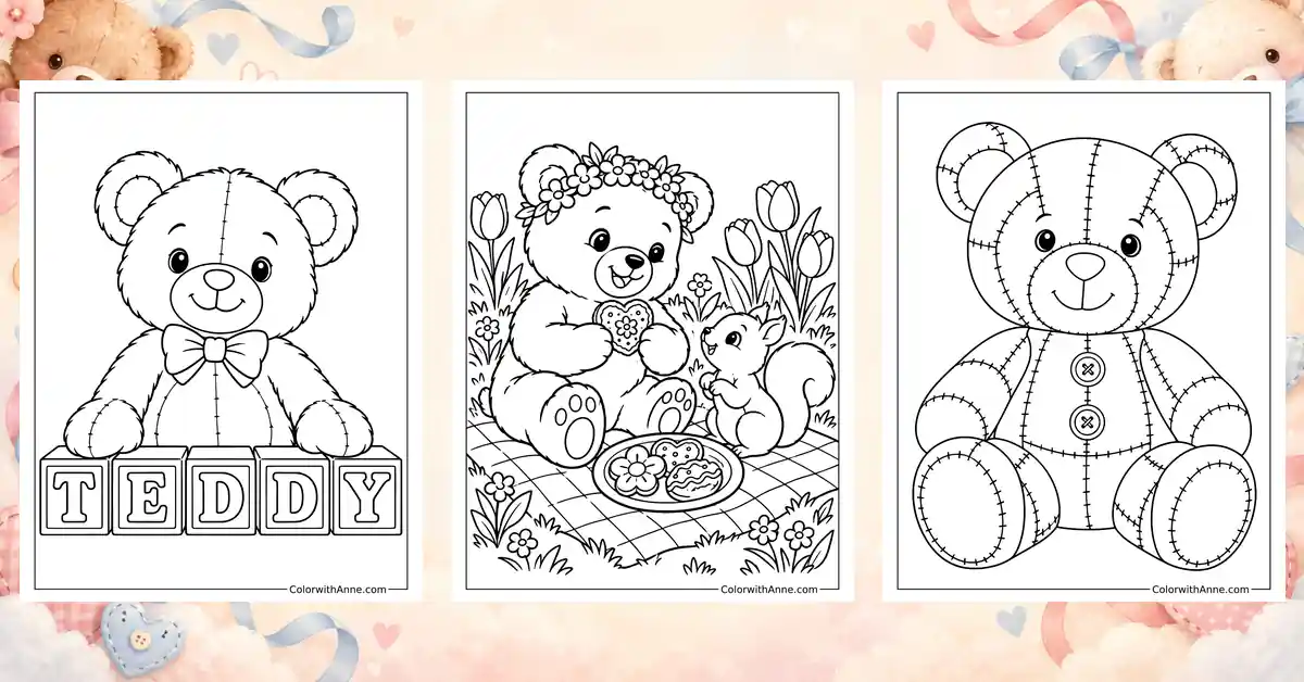 Teddy Bear Coloring Pages (Free PDF Printables)