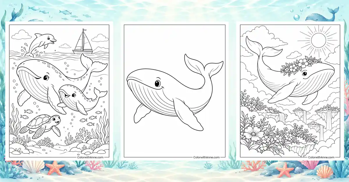 Whale Coloring Pages (Free PDF Printables)