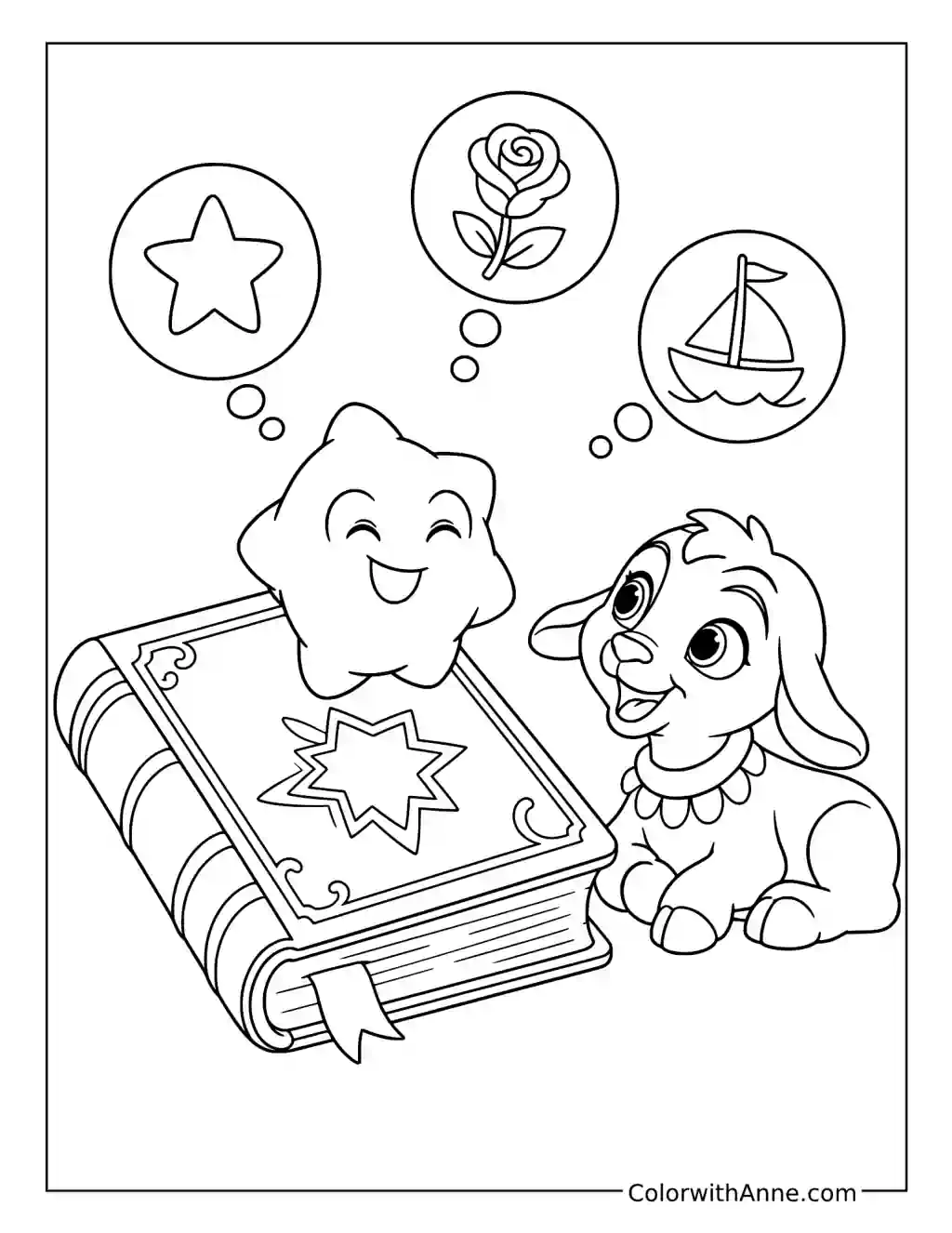 Star and Valentino with the Wish Storybook coloring page