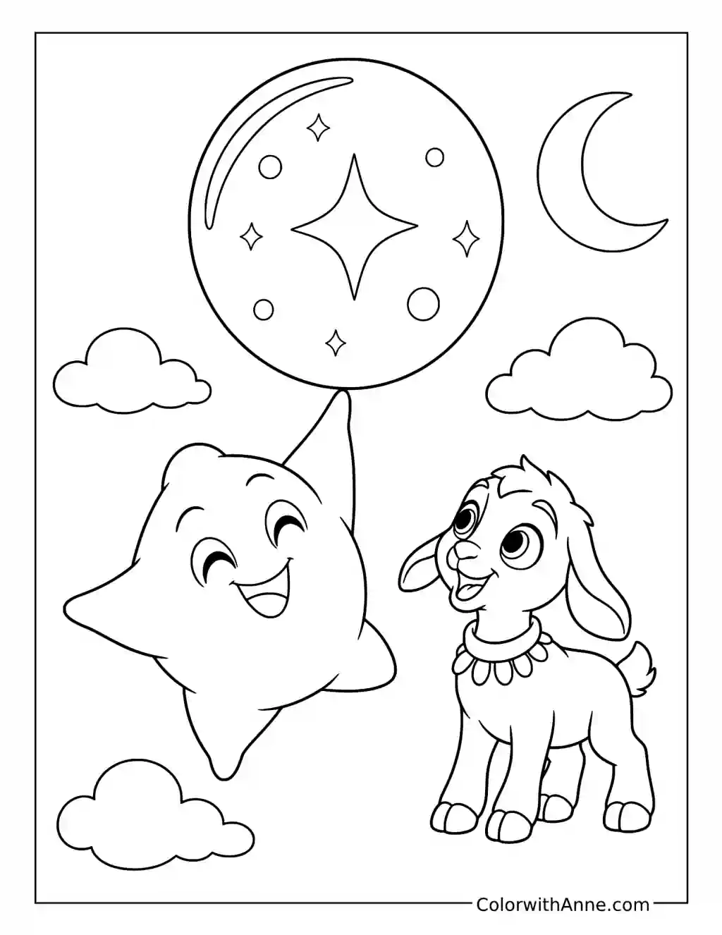 Star Balancing a Wish Orb with Valentino coloring page
