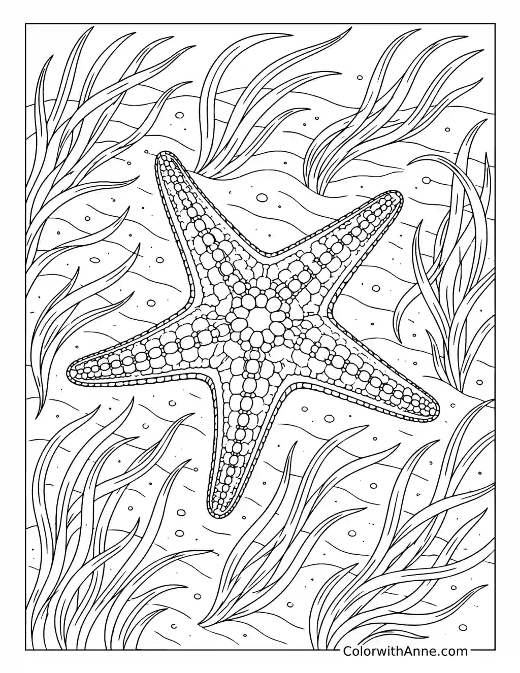 Starfish in a Sea Grass Meadow coloring page