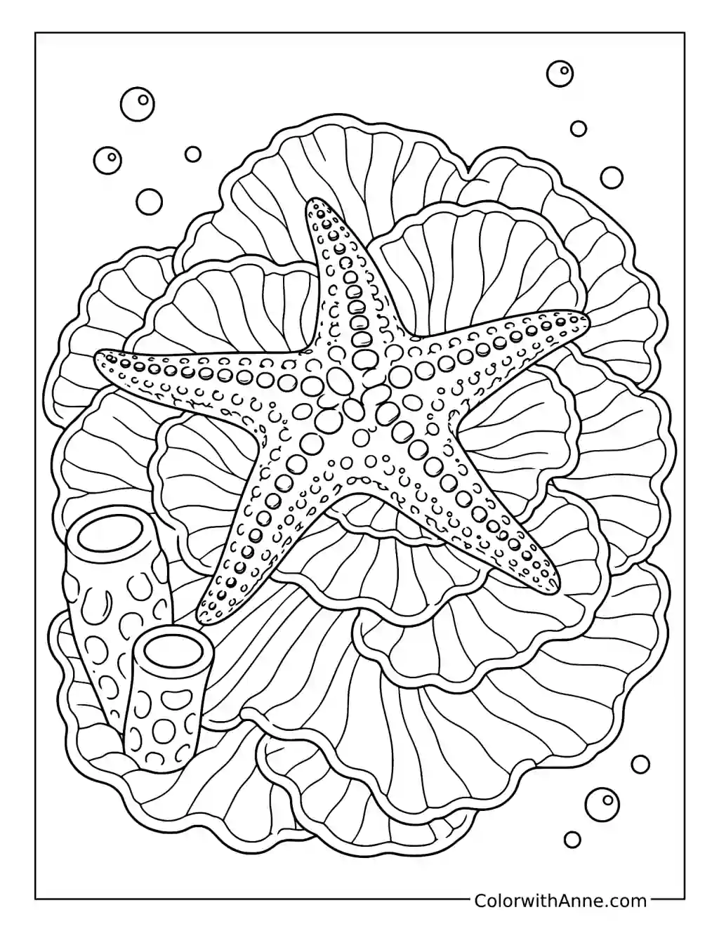 Starfish on Layered Coral Discs coloring page