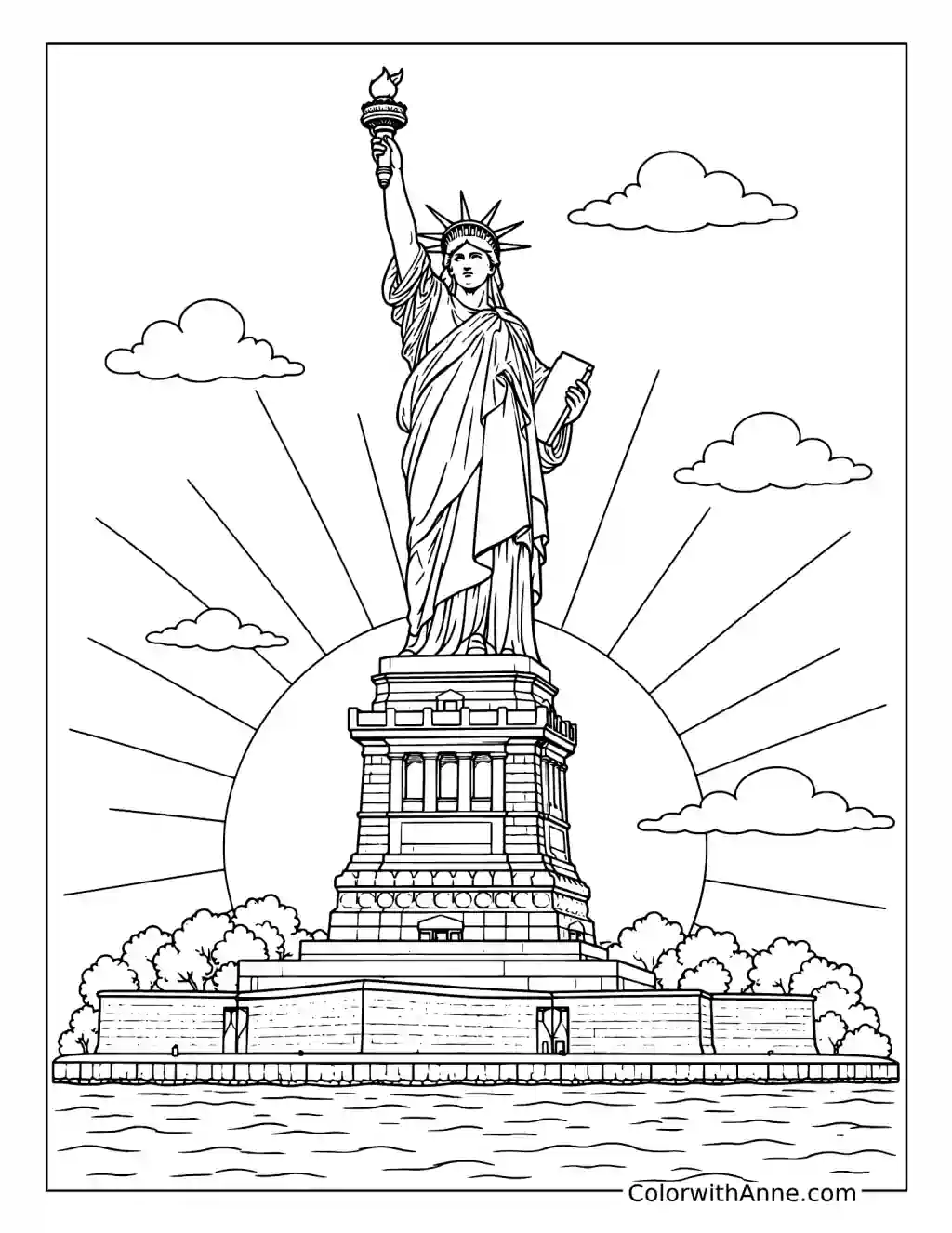 Statue of Liberty at Sunrise coloring page
