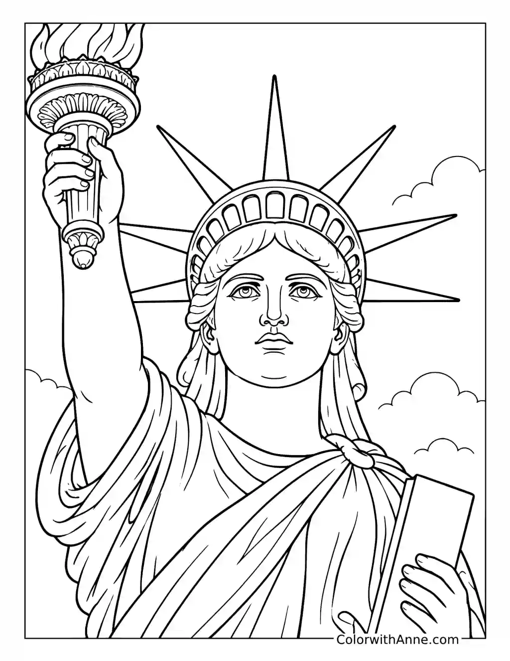 Statue of Liberty Crown and Face coloring page