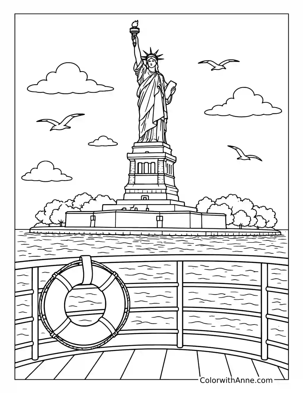Statue of Liberty from the Ferry coloring page