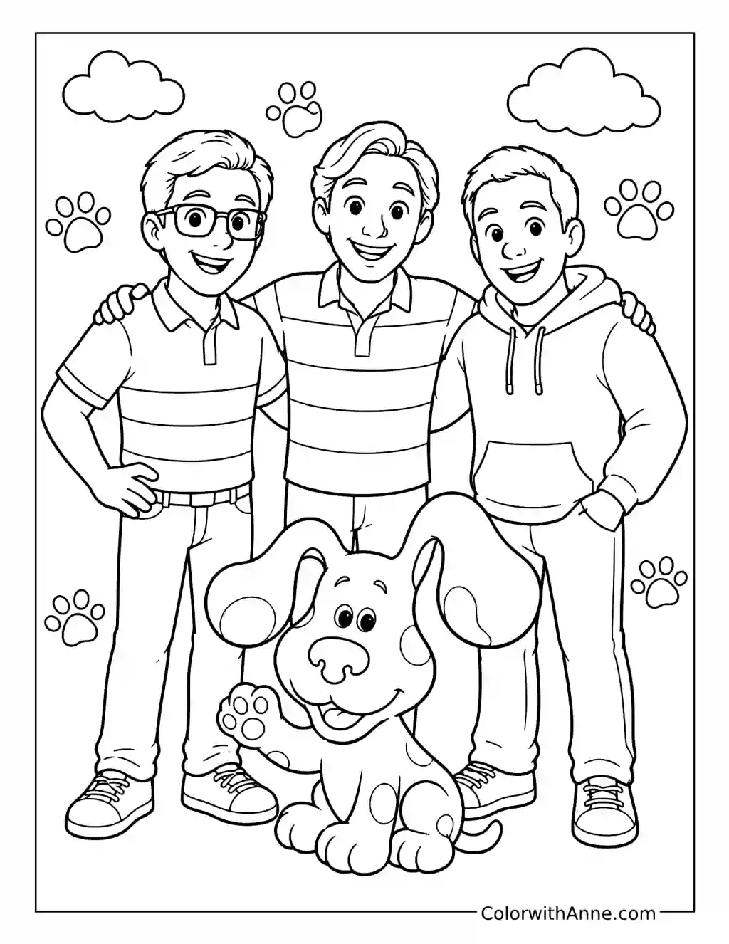 Steve Joe Josh and Blue Reunion coloring page