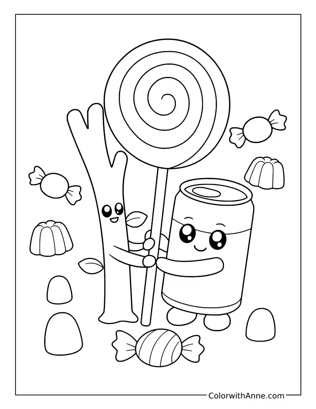 Sticky and Canny Sharing a Lollipop coloring page